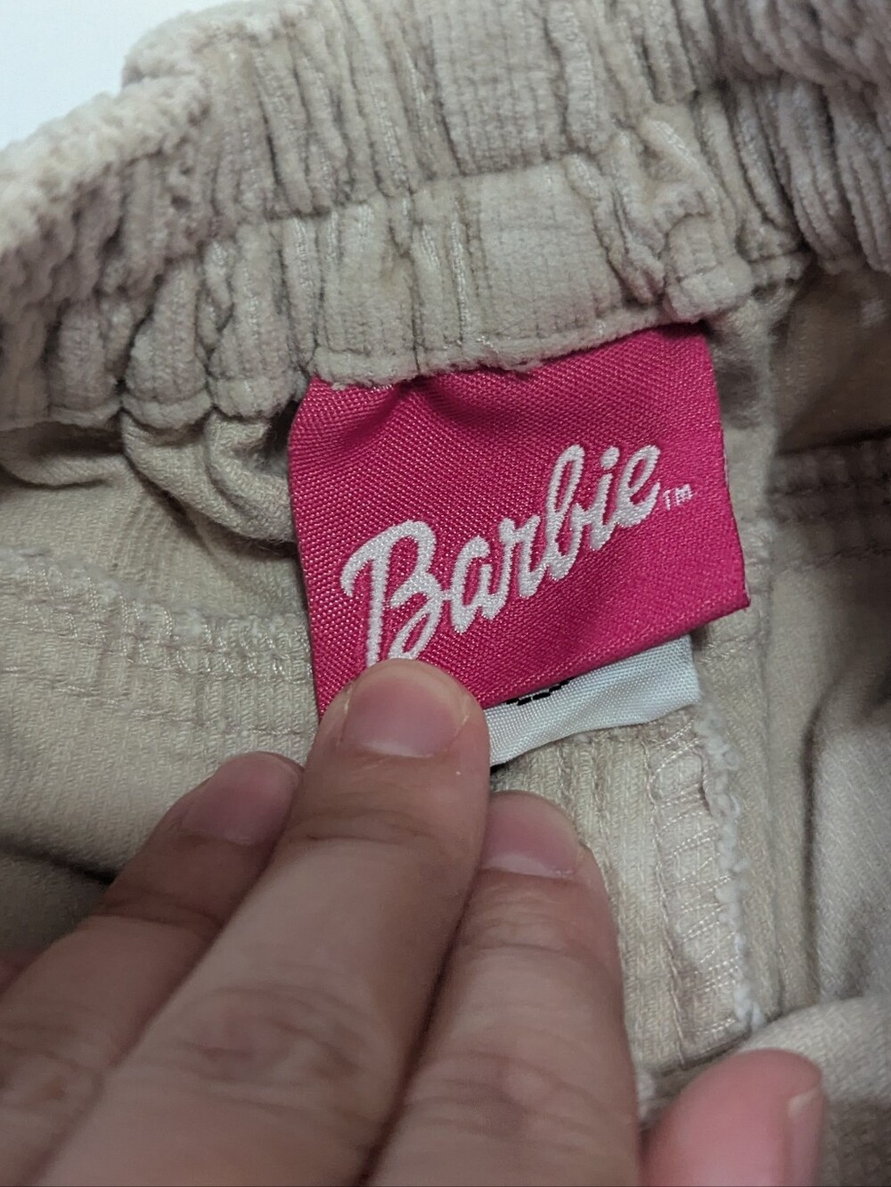 Barbie Girls Beige Corduroy Flare Pants Size 5 Embroidered Floral Y2K - Picture 6 of 7